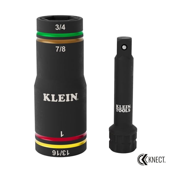 Klein Tools Knect Quad 4 Heavy Duty Impact Flip Socket Sae 2 Pieces