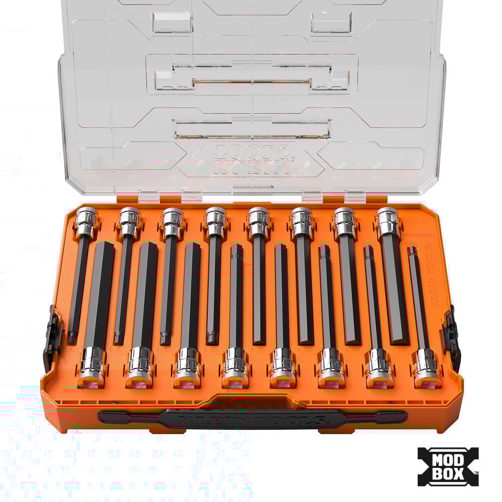 Klein Tools Long Hex Bit Socket Set, Sae And Metric, 16 Pieces