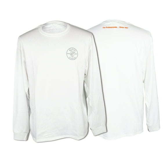 Klein Tools MBA00119-2 Large White Long-Sleeve T-Shirt With Lineman Logo