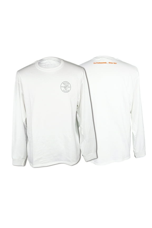 MBA00119-2 Large White Long-Sleeve T-Shirt With Lineman Logo
