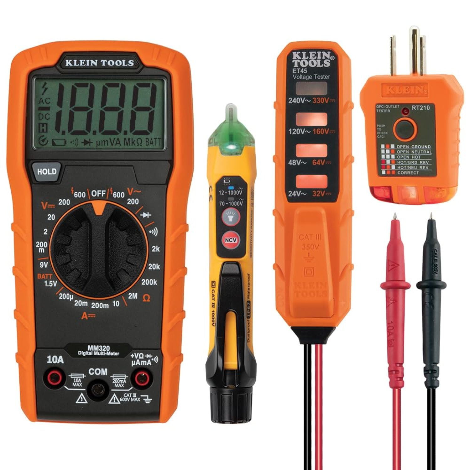 Klein Tools MM320KIT Digital Multimeter Electrical Test Kit, Non ...