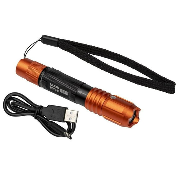Klein Tools 56411 Rechargeable Pocket Flashlight, 275 Lumen, Dual-Direction Pocket Clip and Lanyard, IP67 Waterproof, 10-Foot Drop Rating
