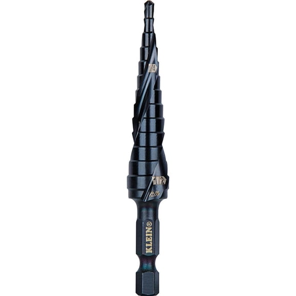 Klein Tools QRST01 Step Drill Bit, Quick Release, Spiral Flute, 1/8 to 1/2"