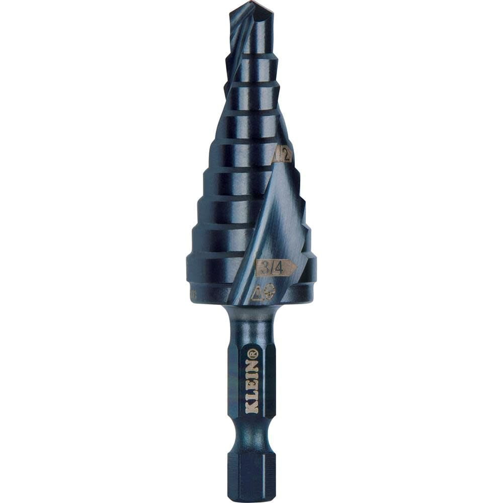 Klein Tools QRST03 Step Drill Bit, Quick Release, Spiral Flute, 1/4 to ...
