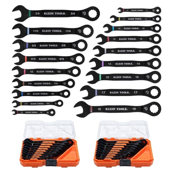 Klein Tools Ratcheting Combination Wrench Set Sae And Metric 18 Pieces