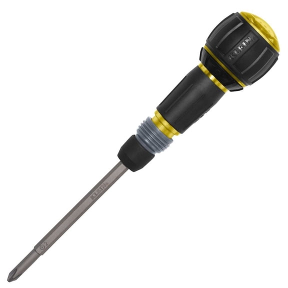 Klein Tools Ratcheting Fastbit Tru-Grip Screwdriver With Phillips And Slotted Bits