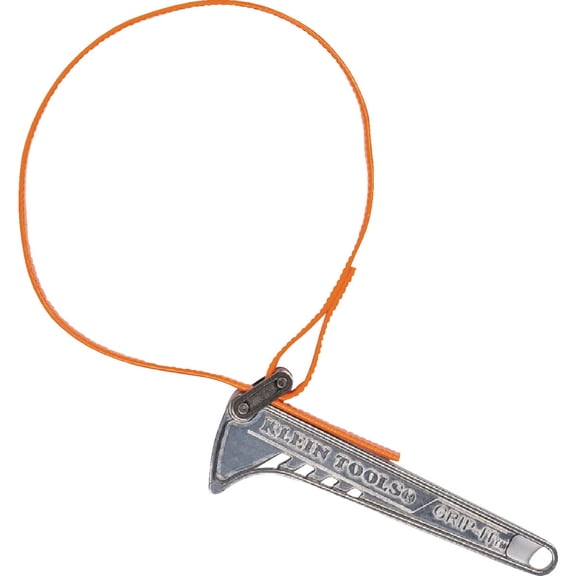 Klein Tools S-6H Grip-It Strap Wrench, 1-1/2 to 5-Inch Capacity, 6-Inch Length, Silver/Red