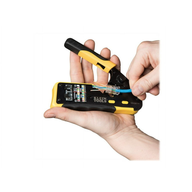 Klein Tools VDV226 110 Compact Ratcheting Modular Crimper 4 Pass Thru RJ45 Mods