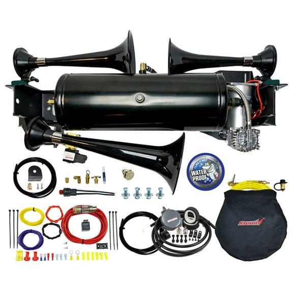 Kleinn Air Horns RAM1500-230 Train Horn And Onboard Air System w/Horn; Incl. Model 230 Triple Chrome Train Horn; 6350RC Air Compressor;