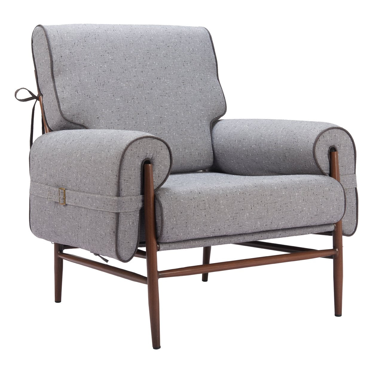 Gray Polyester and Metal Contemporary Accent Chair
