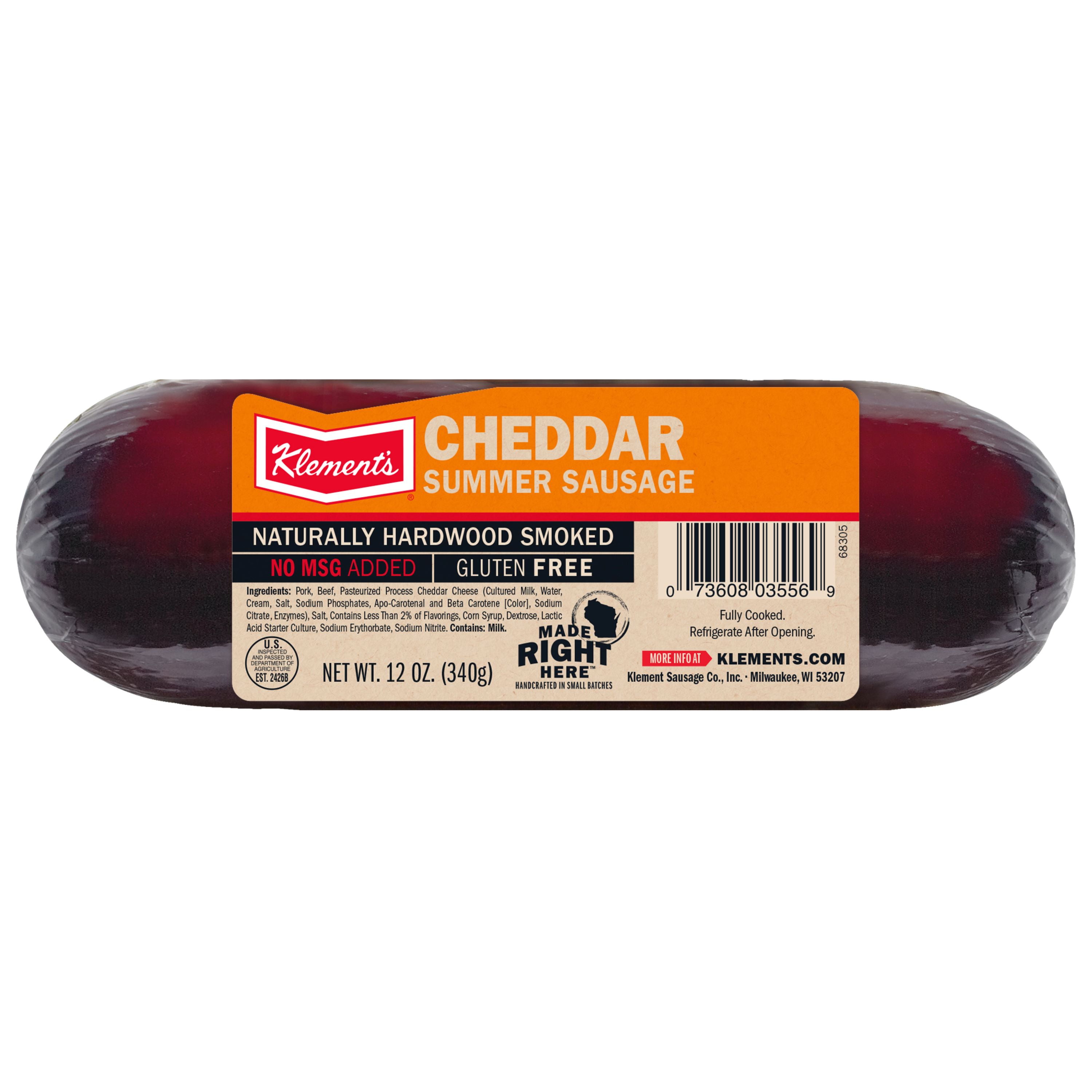 Klement's Cheddar Summer Sausage, 12 oz