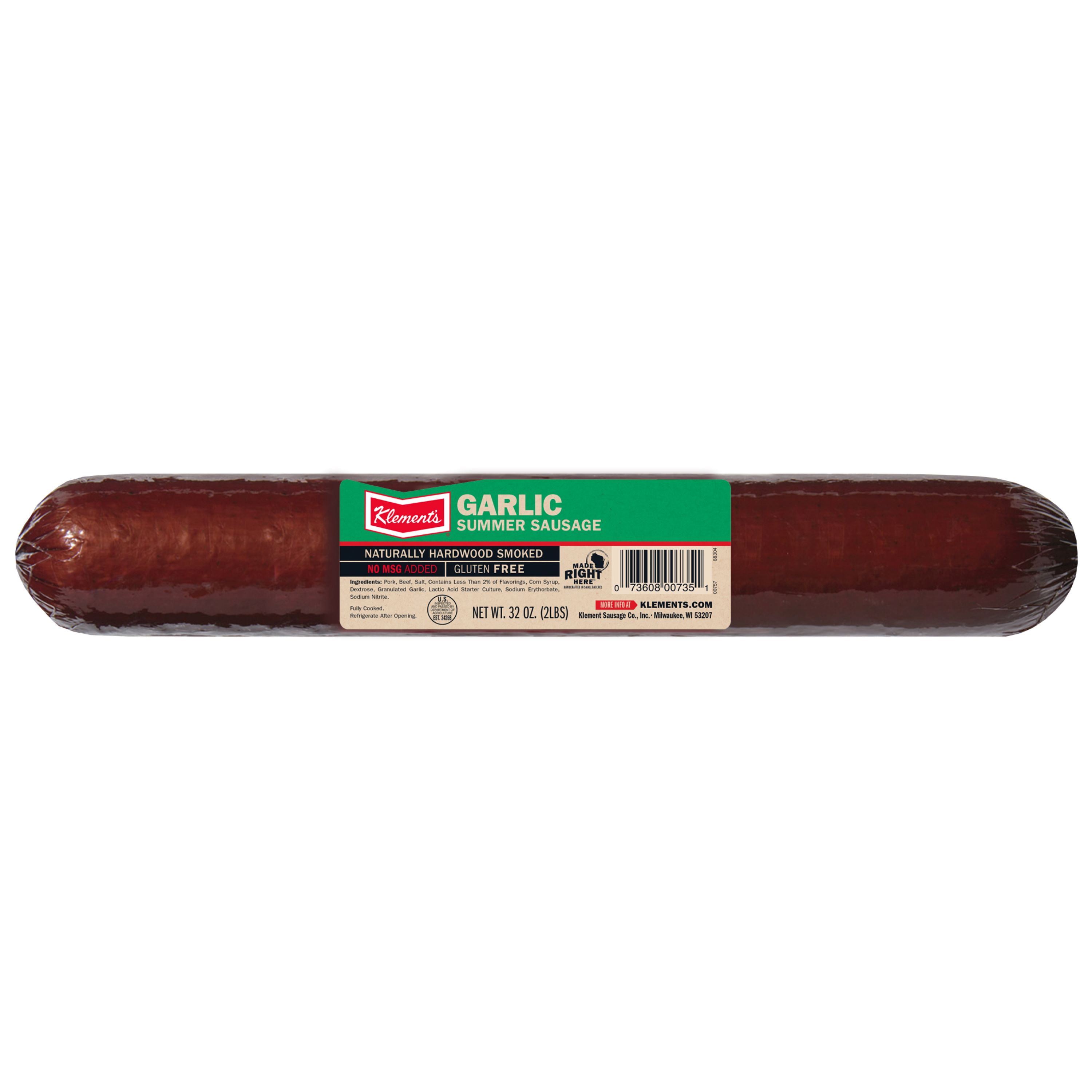 Klement's Garlic Summer Sausage, Gluten Free, 2 lb, Refrigerated
