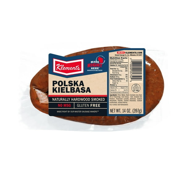 Klement's Polska Kielbasa Sausage, Gluten Free, 14 oz Loop, Refrigerated