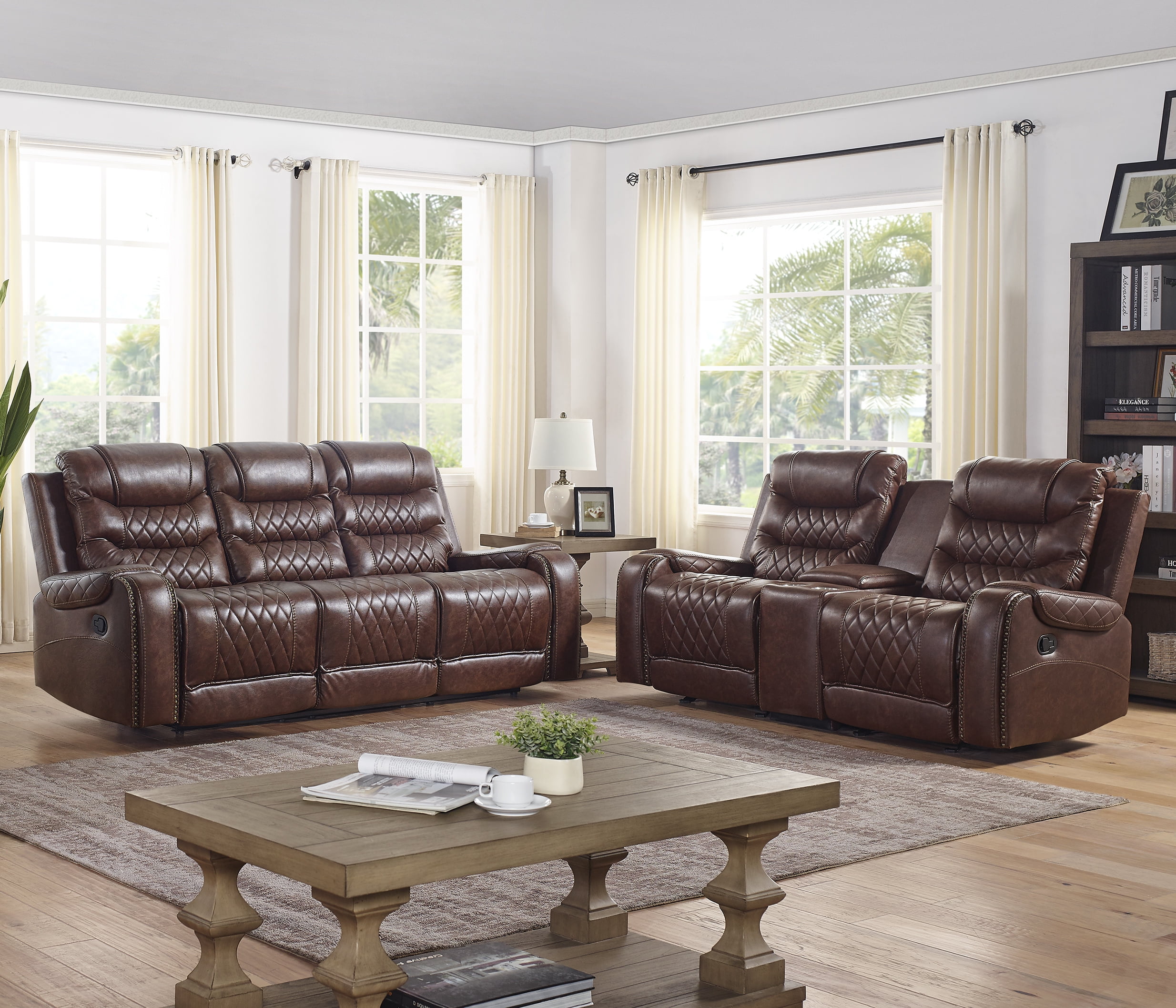 Klens Faux Leather Reclining Sofa And