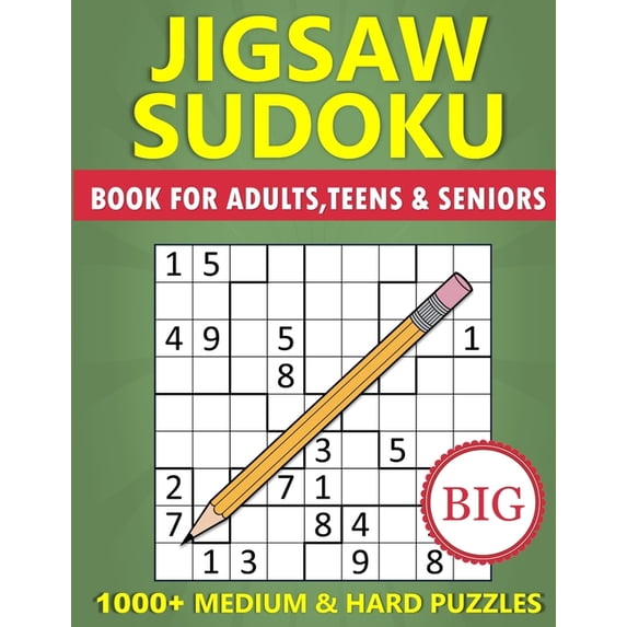 Big Book of Jigsaw Sudoku for Adults, Teens & Seniors - 1000+ Medium & Hard Puzzles: Irregular Sudoku Variant Br, (Paperback)
