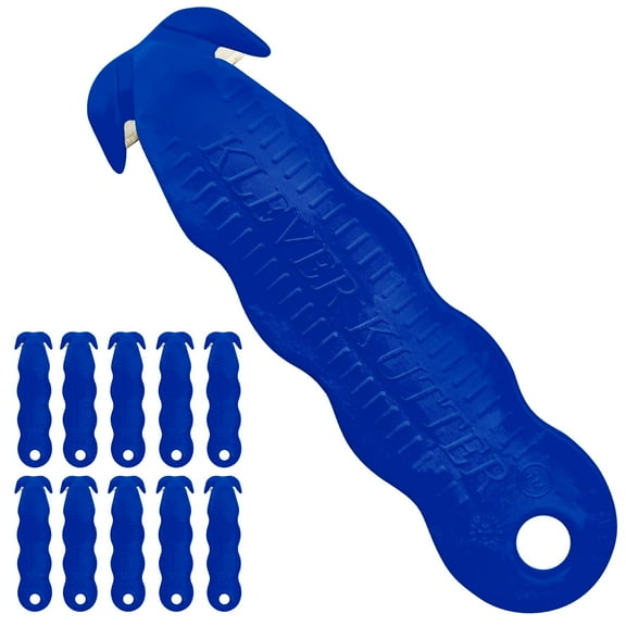 Klever Innovations KCJ-1B Safety Cutter, Advanced Plastic Polymers, 4-5/8, Blue (Pack of 10)