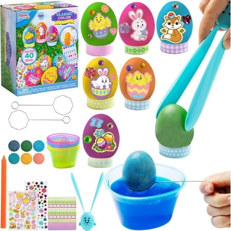 Klever Kits 20Pcs Easter Egg Decorating and Dye Kit, DIY Easter Egg Decorating, Arts & Crafts Gifts for Boys and Girls, Home School Easter Egg Coloring Theme Creativity Activity
