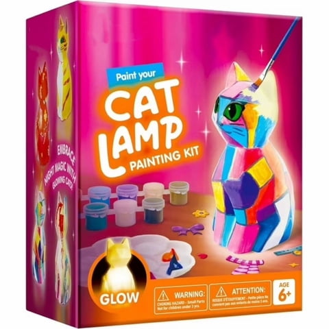 Joyfy DIY Night Light Painting Crafts Kit, Cat Lamp Kit School Activities Art Supplies Birthday Gift for Girls Ages 6+ Years