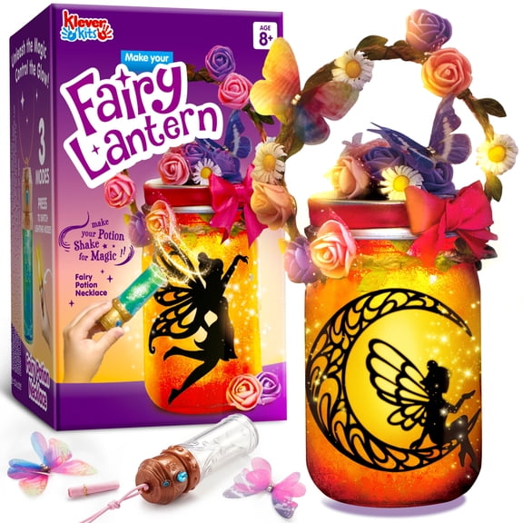 Klever Kits Fairy DIY Night Light Lantern Craft Kit, Halloween Birthday Gift for Girl Ages 6 Up