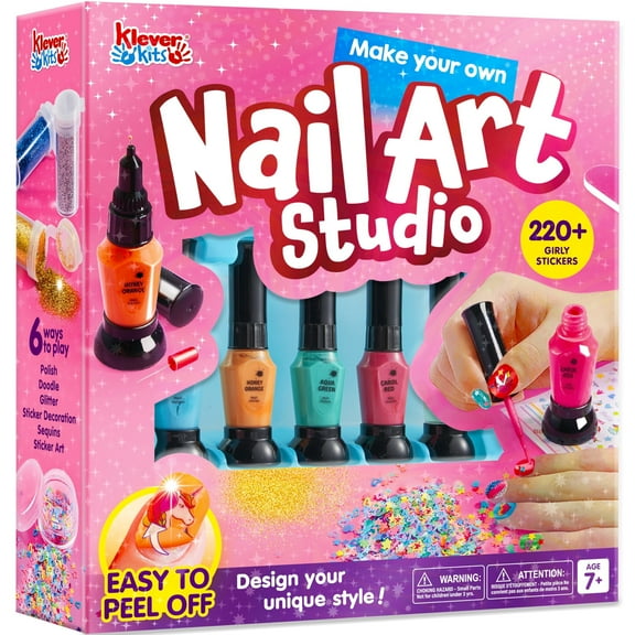 Klever Kits Nail Polish Art Kit for Kids, All-in-One Set for Nail Salon Game Gifts for Girls Aged 7+