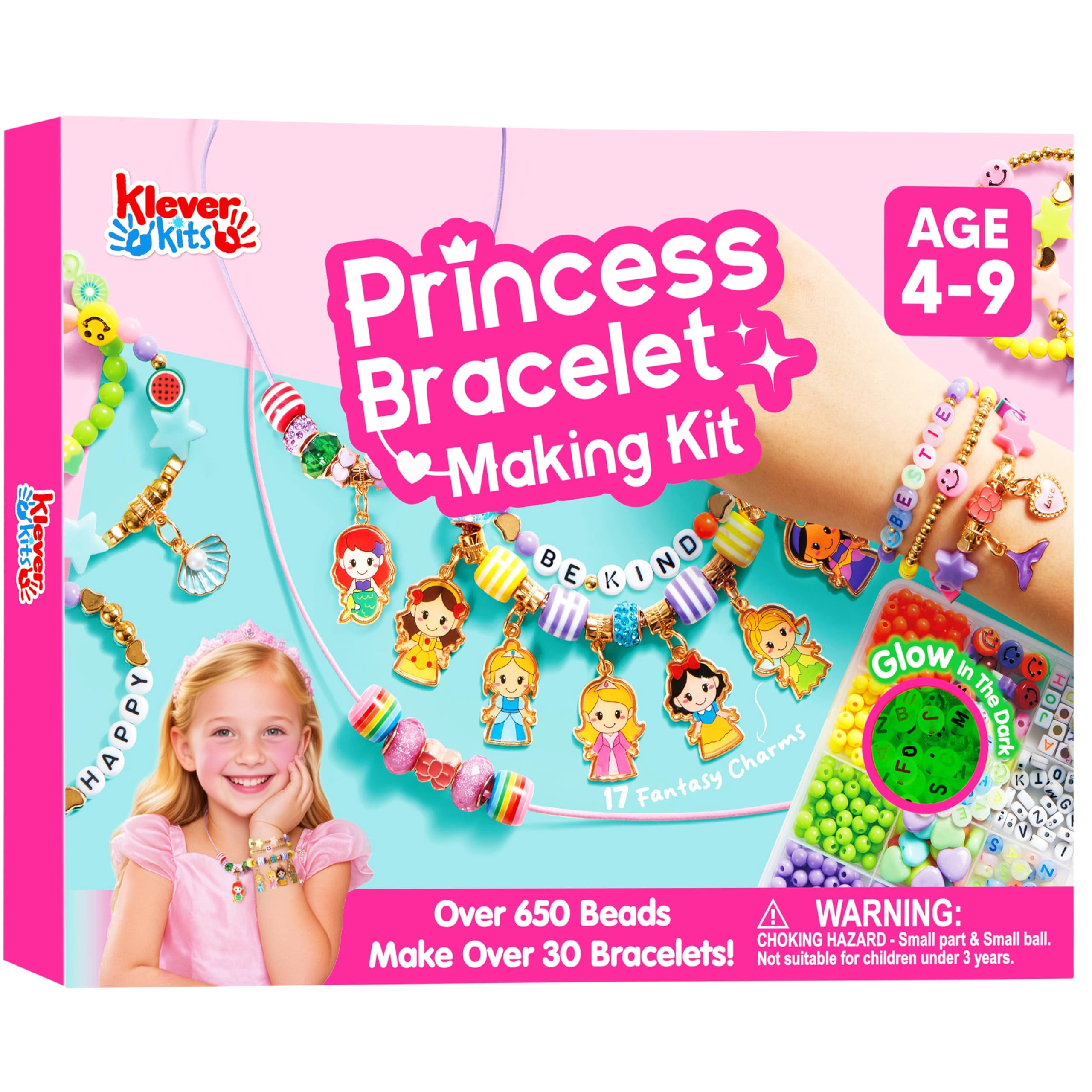 KLEVER KITS, Jewelry Maker, Over 650 Beads, Charms and Elastic Cords ...