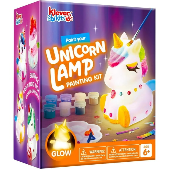 Klever Kits Unicorn Painting Crafts Kit, DIY Unicorn Night Light Gift for Girls Ages 6+ Years