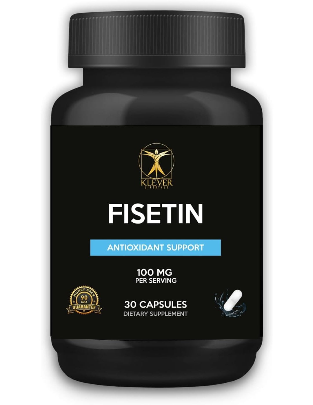 Klever Lifestyle - Fisetin Antioxidant Supplement Anti-aging Effects 30 Capsules, 100 mg per serving
