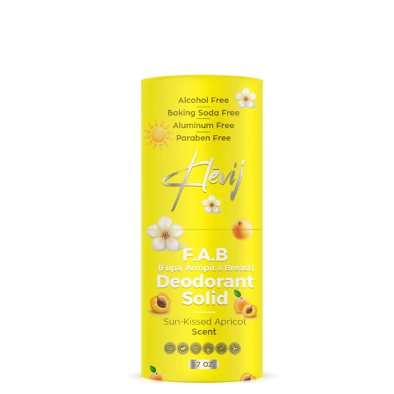 Klevij All Natural F.A.B. Deodorant - Sunkissed Apricot Scent | 1.7 oz Organic, Aluminum-Free Deodorant for Fupa, Armpit, and Breast Areas | Eco-Friendly Packaging