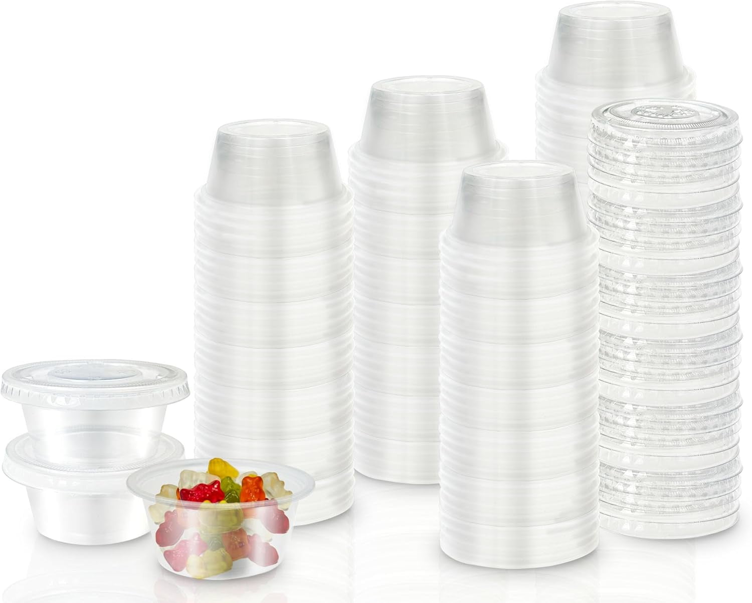 Klex Klex 1 Oz Disposable Plastic Portion Cups with Lids for Sauce ...