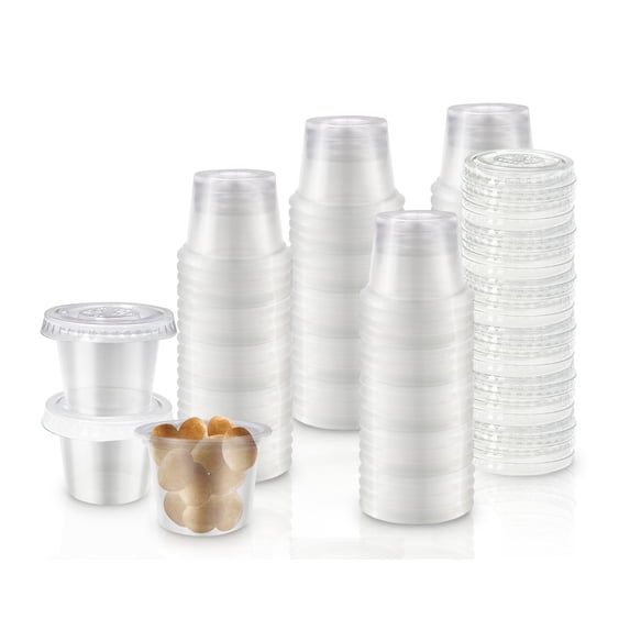 Klex Klex 1 Oz Disposable Plastic Portion Cups with Lids for Sauce ...