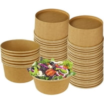Klex 24 Oz 300 Pcs Kraft Paper Bowls, Disposable Salad Take-Out Containers
