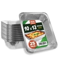 thumbnail image 1 of Klex Aluminum Pans 12.8" x 10.4", Half Size Chafing Pan, Disposable Foil Tray for Roasting, Cooking, Heating, or Steam Table (Half Size Base, 25 Count), 1 of 5