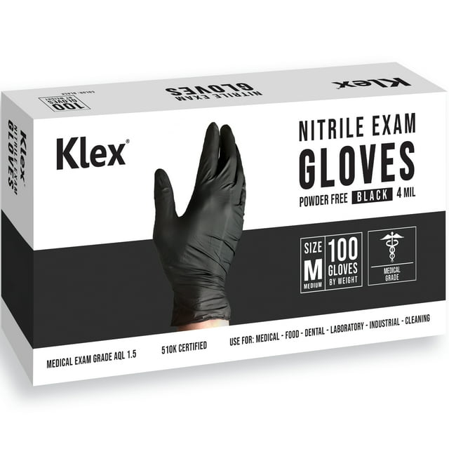 Klex Nitrile Exam Gloves Medical Grade, Powder Free, Rubber Latex