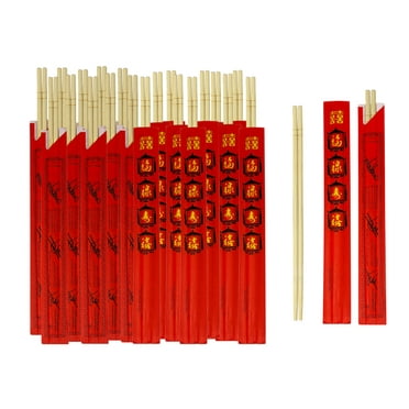 Klex Premium Disposable Bamboo Round Chopsticks 9 Inches - Individually Wrapped with Red Sleeves, Eco-Friendly Chopstick for Asian Restaurants, 2000 Pairs