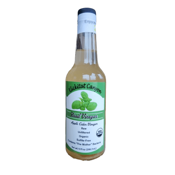 Klickitat Canyon Winery - Organic Basil Vinegar - Raw, Unfiltered Apple Cider Vinegar - Vegan, Sugar-Free - 10 fl oz