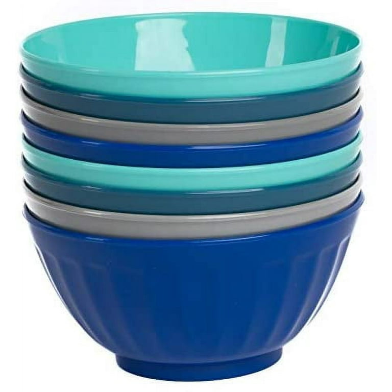 PLASKIDY Plastic Bowls Set of 8-28 Ounce Children Plastic Cereal Bowls  Microwave Dishwasher Safe Plastic Soup Bowls - BPA Free Kids Bowls 4 Bright