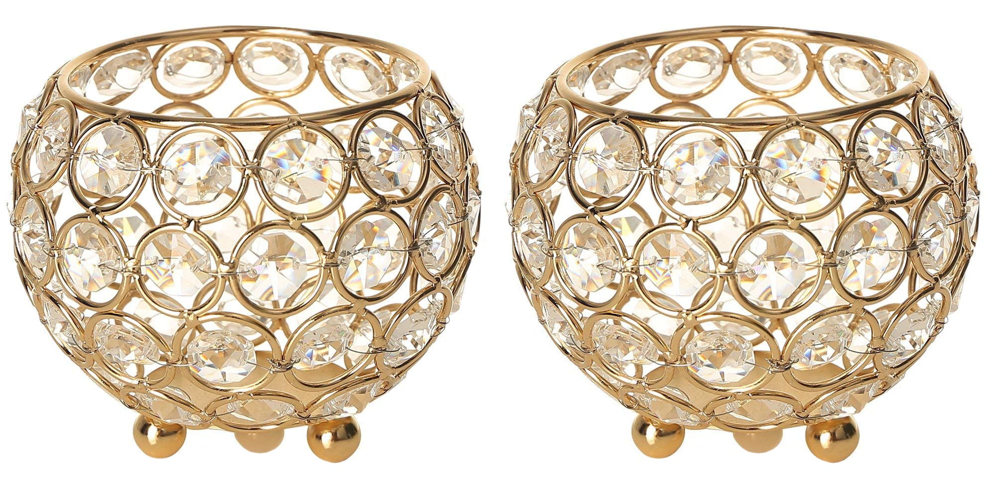 Klikel Gold Globe Candle Holder Studded with Acrylic Crystals Pretty