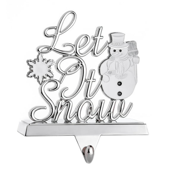 Klikel Stocking Holder - Let It Snow Christmas Stocking Hanger for Mantel - Metal Christmas Stocking Holder for Fireplace Mantle - Heavy Stocking Holder for Mantle with White Snowflake and Snowman