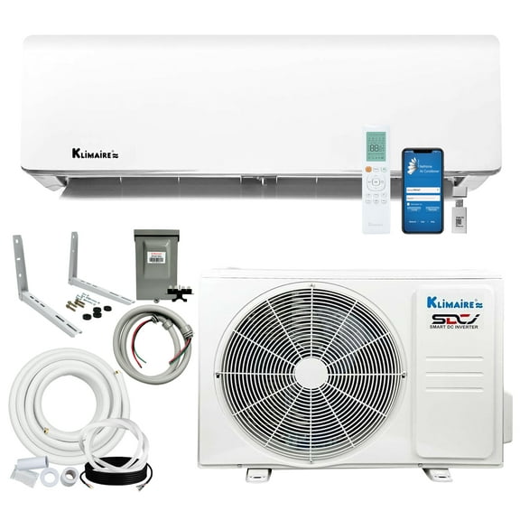 Klimaire 12,000 BTU 20.8 SEER2 Ductless Mini-Split Heat Pump Air Conditioner with Installation Kit, Up to 550 Sq. Ft.
