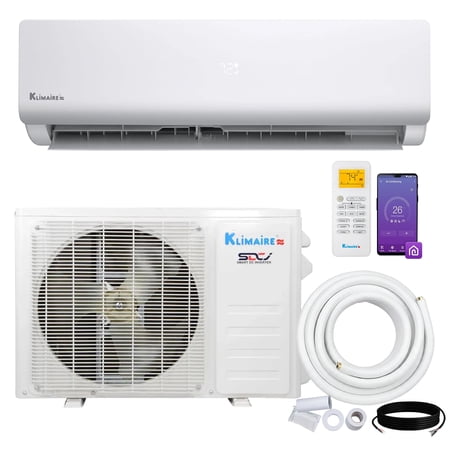 Klimaire Entrada 12,000 BTU 17 SEER2 Ductless Mini-Split Heat Pump Air Conditioner with 16 Ft. Installation Kit & Wall Bracket - 115V