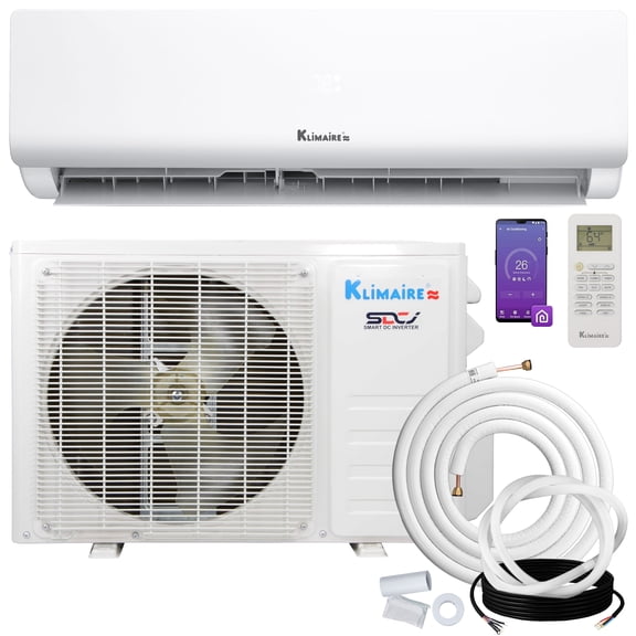 Klimaire Entrada 12,000 Btu 17 SEER2 Wall Mounted Ductless Mini-Split Heat Pump Air Conditioner with 16 Ft. Installation Kit -230V