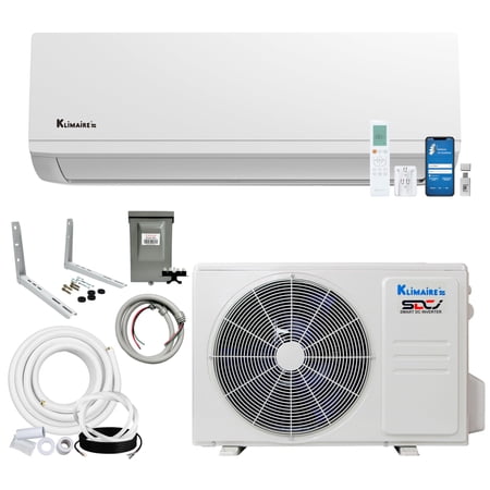 Klimaire 12,000 BTU Hyper Heat Ductless Mini-Split Air Conditioner with Heat Pump, Inverter, 23.1 SEER2