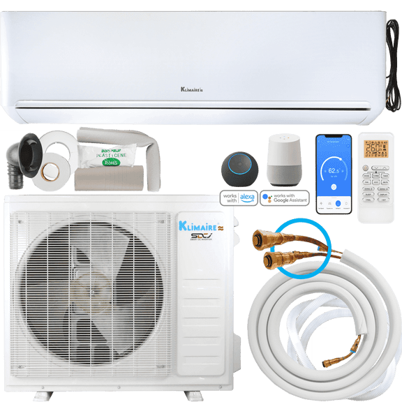 Klimaire DIY 24,000 BTU 23 SEER2 25' Quick Connect Wall Mount Mini-Split with Wall Mounting Bracket - 230V