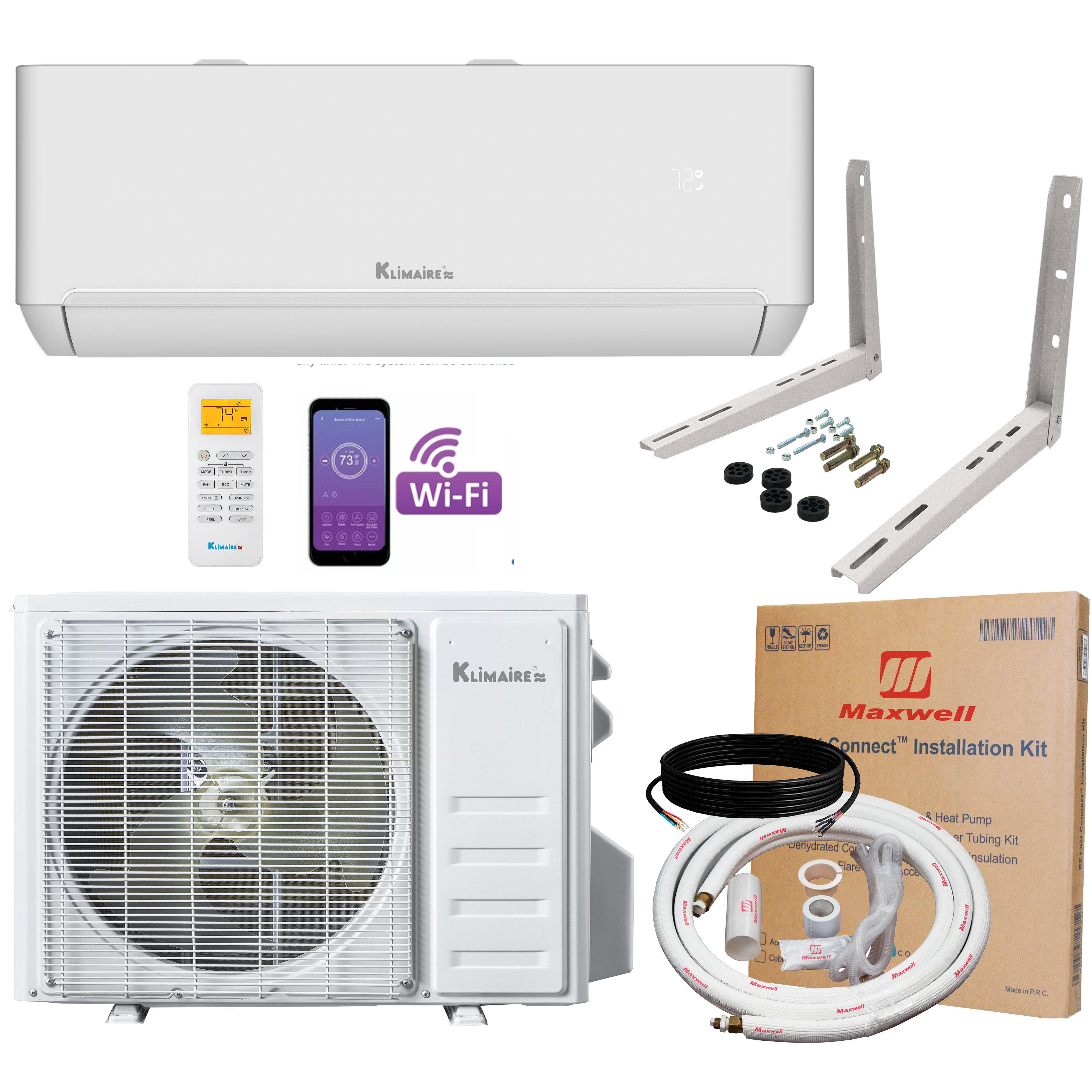 Klimaire 9,000 BTU 23 SEER2 Ductless MiniSplit Heat Pump Air