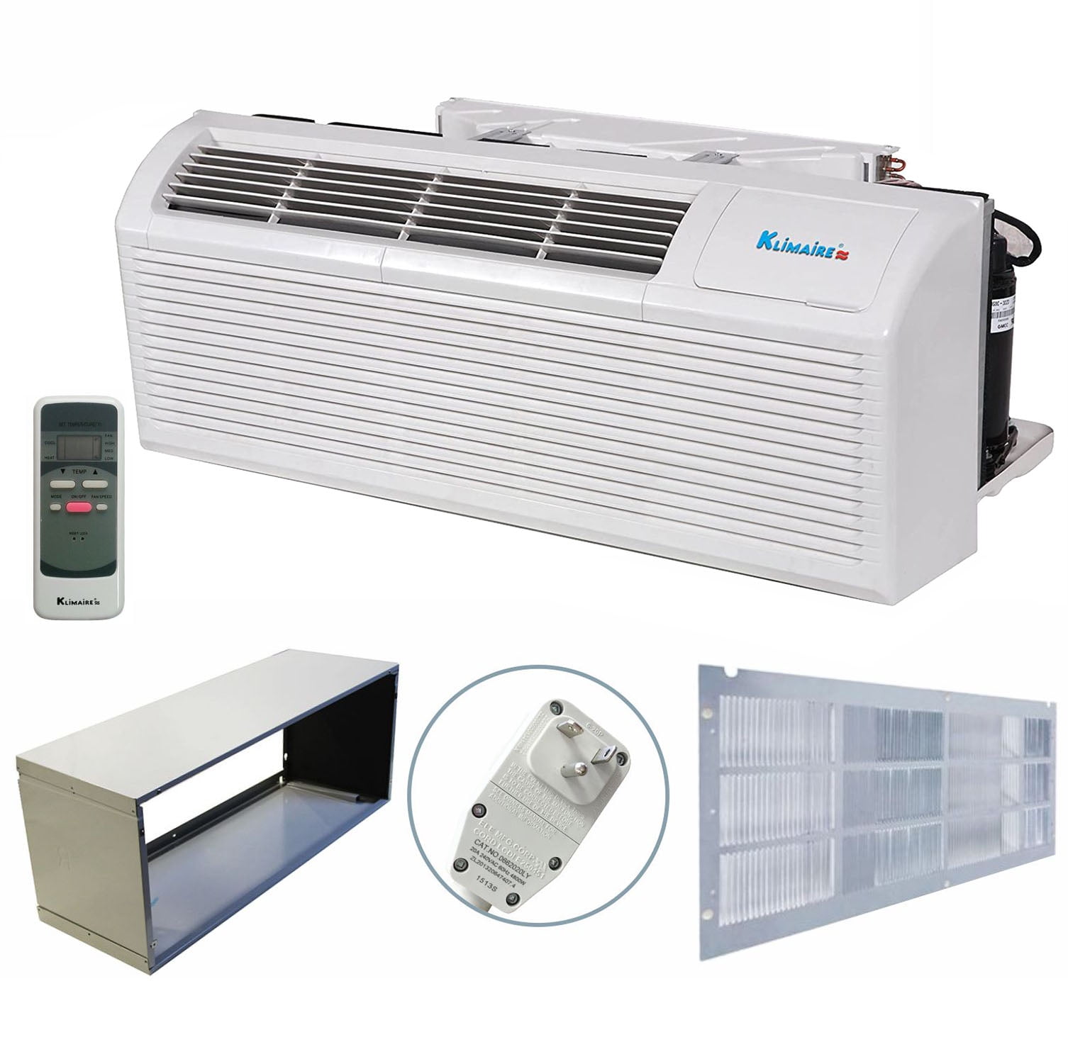 Klimaire 9,000 BTU PTAC Heat Pump Air Conditioner with Wall Sleeve, Grille,  Remote u0026 3.5 kW Electric Heater-230V - Walmart.com