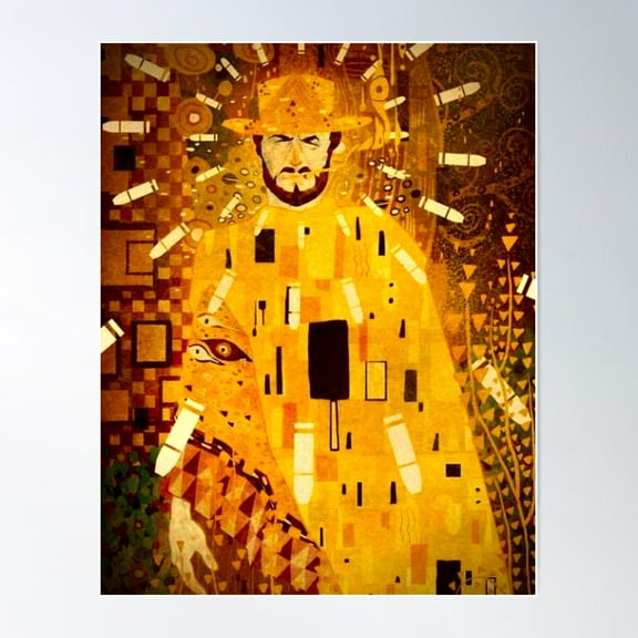 Klimt Eastwood - Funny Cowboy Art Poster Wall Art, Modern Wall Decor For Living Room Bedroom, 12x18 UNFRAMED