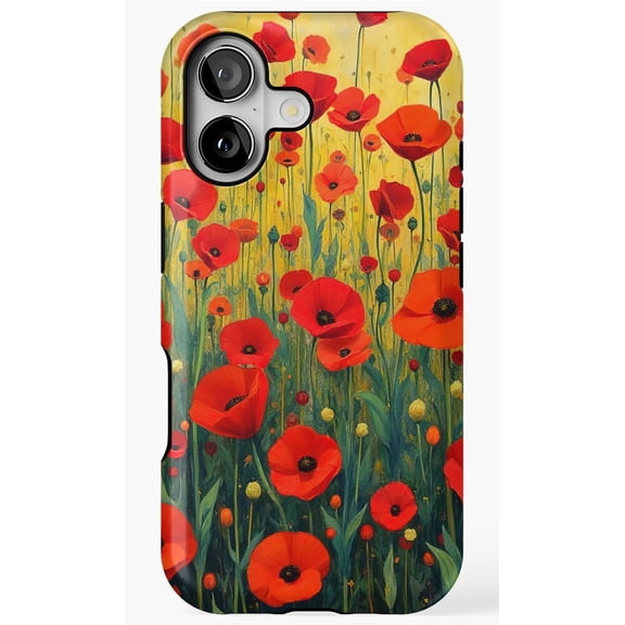 Klimt Flower Garden Poppies Art Nouveau Fine Art Floral Art Phone Case for iPhone 17 16 15 14 13 12 11 Pro Max