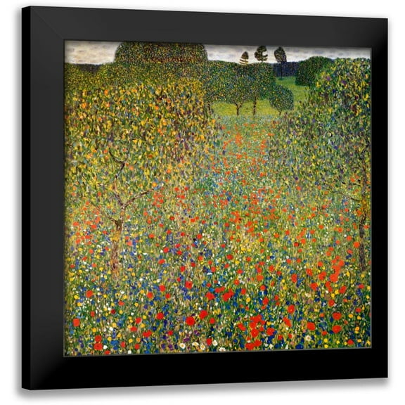 Klimt, Gustav 12x12 Black Modern Framed Museum Art Print Titled - Poppy Field 1907