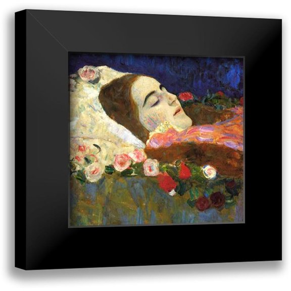 Klimt, Gustav 12x12 Black Modern Framed Museum Art Print Titled - Ria Munk On Her Deatbed 1912