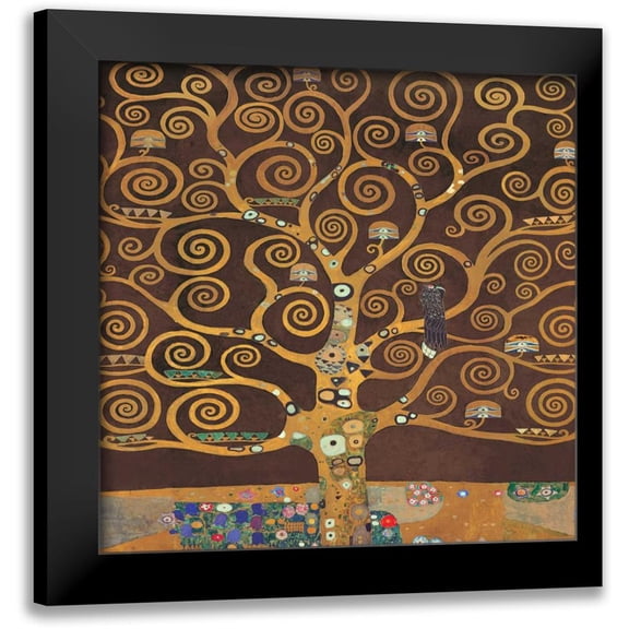 Klimt, Gustav 12x12 Black Modern Framed Museum Art Print Titled - Tree of Life-Brown II